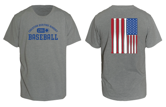 Gray American Flag Baseball T-Shirt