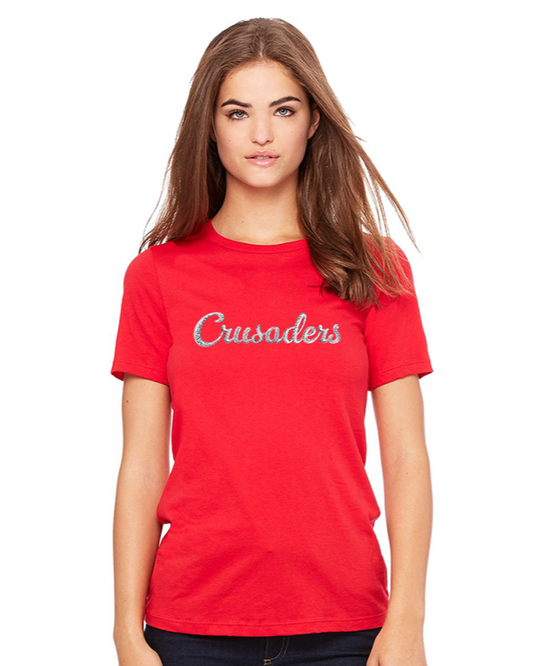 Red Crusaders Glitter Puff Print T-Shirt