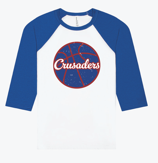 Blue and Red Basketball 3/4 Sleeve Tee